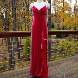 Elegant Vintage 90s Red Evening Gown Prom Dress